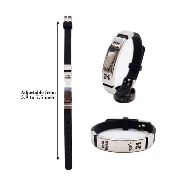 Kobe Bryant RIP Lakers NBA Basketball Silicone Bracelet Bundle Quantity 4 NEW - Picture 4 of 12